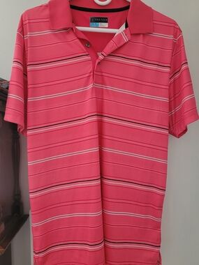 PGA TOUR Pink Striped Polo Shirt